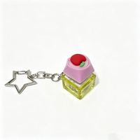 Porte-clés mignon anti-stress avec bouton de clavier, bouton à pression, bouton fruit et bouton lumineux