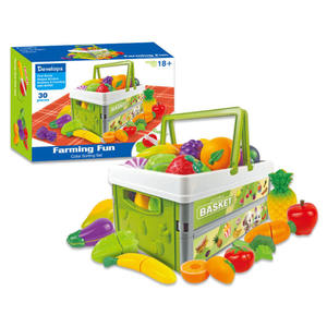 Ensemble de 34 jouets de découpe alimentaire avec 25 fruits et légumes simulés, 2 planches à découper, couteaux de sécurité, cadeau de pique-nique pour enfants - Product Image 1