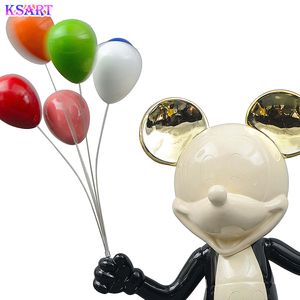 Suministros baratos y artesanías <span class=keywords><strong>de</strong></span> resina <span class=keywords><strong>de</strong></span> fibra <span class=keywords><strong>de</strong></span> vidrio colorido <span class=keywords><strong>Mickey</strong></span> Mouse sculpture mouse statue with globos - Product Image 4