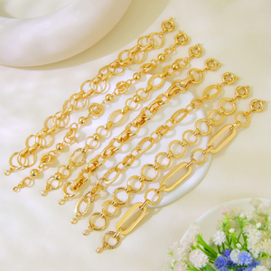 Fashionable Punk Hip Hop Chain <b>Bracelet</b> 21k <b>Gold</b> Plated Simple Chunky Link Ladies Jewelry for Daily Wear - Product Image 4