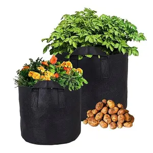 Heavy Duty Dày Không Dệt Sục Khí Vải Chậu Tùy Chỉnh Thực Vật Grow Bag Đối Với Làm Vườn 5 Gallon Phân Hủy Sinh Học Nursery Túi