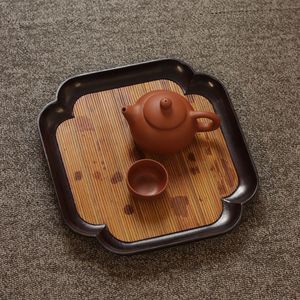 Bandeja Cuadrada de Bambú Xiangfei con Diseño Floral, Bandeja para Servir Té Anji, Bandeja Resistente para Aperitivos - Product Image 1