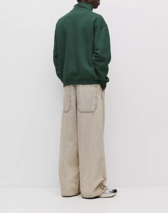 <span class=keywords><strong>Felpa</strong></span> da <span class=keywords><strong>Uomo</strong></span> con Zip a un Quarto in Cotone <span class=keywords><strong>Verde</strong></span> Scuro e Colletto Rialzato - Product Image 6