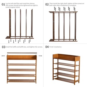 Zapatero moderno minimalista de 5 niveles multifuncional de bambú y madera, estante de almacenamiento para sala de estar/entrada, de varias capas - Product Image 4