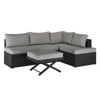 Meubles de patio modernes en rotin, canapé d'angle de salon extérieur, ensemble de canapés modulaires en osier, canapé de jardin en forme de L pour l'arrière-cour