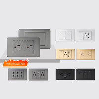 BAOBEN 4*2 PC Panneau gris Prise murale standard Brésil avec double USB Type C et interrupteur, prise Suisse