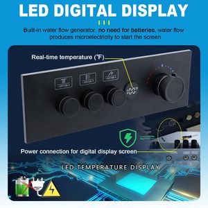 <span class=keywords><strong>Douche</strong></span> de <span class=keywords><strong>plafond</strong></span> à effet pluie noir mat 16 pouces, système de <span class=keywords><strong>douche</strong></span> numérique thermostatique en laiton avec robinet de température à bouton-poussoir - Product Image 2