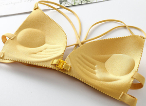 Solid Color Sexy Push-Up Front Closure <b>Wire</b> Free Breathable Woven Seamless Comfortable Anti-Bacterial Eco-Friendly Sling Bra - Product Image 4