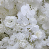 Nouvelle tendance Mur de fleurs artificielles Rose blanche Souffle de bébé Fond de mariage Blanc 8 pieds X 8 pieds Mur de fleurs Toile de fond Enroulable