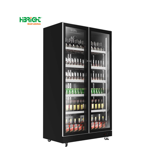 Upright Stainless Steel Three Glass Doors Cold Refrigerator Equipment Supermarket Island Freezer