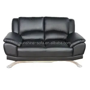 Mobília da sala Mobília home Couro preto Love Sofa Set Design moderno Confortável 1 + 2 + 3 Sofá Apartamento