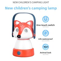 Lampe de camping LED portable en plastique pour enfants, motif petit raton laveur et renard, à suspendre pour tente et jeunes enfants