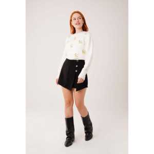 Pull en maille blanc cassé pour femme, brodé, décontracté, imprimé, logo sur le devant, pour l'automne et l'hiver - Product Image 4