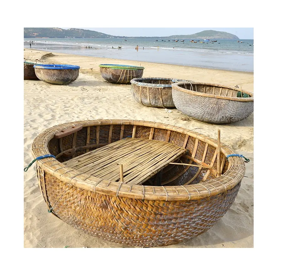 Бамбуковая корзина с ручным веслом, лодка с верхом, дешевая цена на курорты, пляжные мероприятия, сделано в вьетнаме