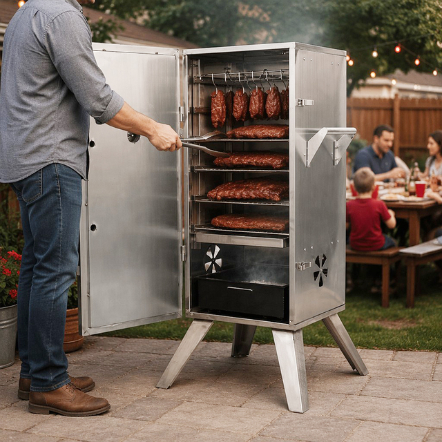 Custom OEM Gas Electric Smoker Outdoor BBQ Propane Vertical Gas Smoker Grill