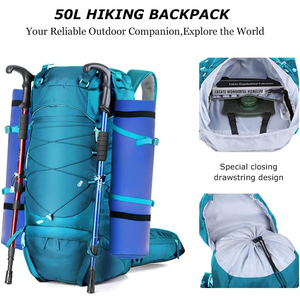Zaino da <span class=keywords><strong>trekking</strong></span> leggero unisex personalizzato da 50 litri con copertura antipioggia, zaino da campeggio per arrampicata campeggio Touring, escursionismo impermeabile - Product Image 4