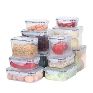 12 piece large capacity kitchen Leak Proof Freezer Microwave Safe Food Lunch Boxes plastic Food Storage Container Set