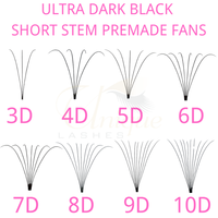 UNIQUE LASHES Extensions de cils préfabriquées en éventail, à tige courte, thermocollées, volume 8D, étroites, 8D 9D 10D, Mega, courbure CC