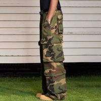 Pantalon cargo personnalisé Cago Long Print en sergé de coton, coupe large, baggy, style charpentier, utilitaire, tactique, camouflage, 8 poches, pour hommes