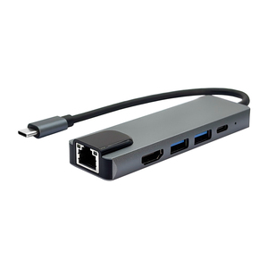 5 em 1 USB3.0 Tipo-<span class=keywords><strong>C</strong></span> <span class=keywords><strong>Hub</strong></span> HDTV 4K <span class=keywords><strong>USB</strong></span>-<span class=keywords><strong>C</strong></span> 100M <span class=keywords><strong>Ethernet</strong></span> Docking Station PD <span class=keywords><strong>Power</strong></span> <span class=keywords><strong>Delivery</strong></span> Carregador de Vídeo para Laptop e Desktops - Product Image 4