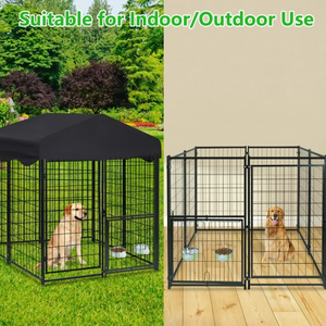 Cheap Heavy Duty Big Metal <strong>Dog</strong> Crate Large Wire Mesh Pet <strong>Dog</strong> Cages <strong>Kennel</strong> with Roof Bowl for Large Middle <strong>Dogs</strong> - Product Image 2