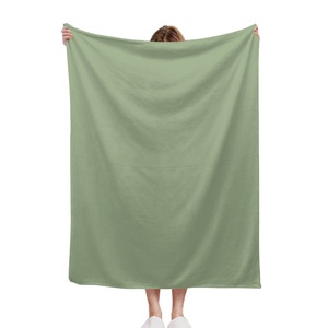 Literie multifonctionnelle doublée de polaire Sherpa Queen Size Couverture en mousseline de coton vert sauge Confort quatre saisons pour bébé adulte - Product Image 1