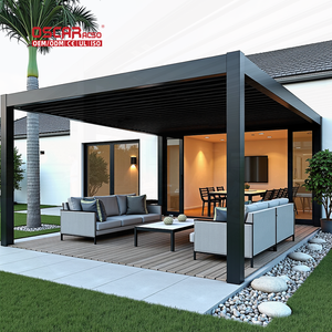 24X14 <strong>Uk</strong> Enclosed Aluminium with Side <strong>Sunscreen</strong> Electric Lighting and Led Illumination Garden Patio Balcony Pergola - Product Image 1