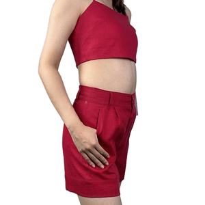 Conjunto de Shorts de Lino de Color Sólido con Cierre y Botones para Mujer, Nueva Moda de Verano, Colores Personalizables - Product Image 4