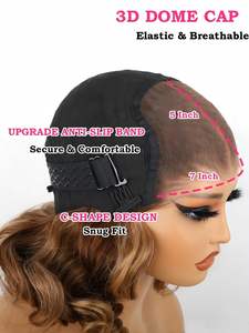 <span class=keywords><strong>ISEE</strong></span> Wear Go Perruques Lace Front HD sans colle, pré-épilées, pré-coupées, coupe courte bob, ondulées, en cheveux brésiliens vierges, densité 180%, marron/blond - Product Image 4