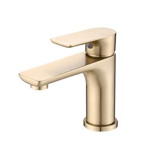 Grifo Monomando para Lavabo en Oro Cepillado, Accesorio Metálico Moderno para Baño - Product Image 1