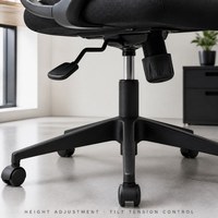 Chaise de bureau ergonomique moderne en cuir noir avec support lombaire, réglable en hauteur, pivotante, à double roulettes pour salle de sport, maison et bureau