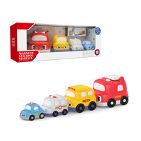 Véhicules empilables magnétiques pour tout-petits de 1 à 3 ans, ensemble de voitures à emboîter avec lumières et musique, camion de pompiers, autobus scolaire, ambulance, voiture de police