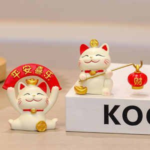 Figura de Gato de la Suerte Maneki Neko 5.3x3.5x5.3cm Decoración de Escritorio Iluminada Regalo de Año Nuevo Chino - Product Image 2