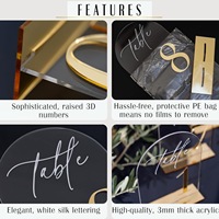 Cartes de table personnalisables en acrylique doré, plaques nominatives de bureau, style européen, pour mariage, anniversaire, fête, numéro de table