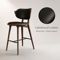 Chaise de bar contemporaine en bois rembourrée avec repose-pieds, tabouret de comptoir moderne pour café, restaurant, îlot de cuisine, usage commercial