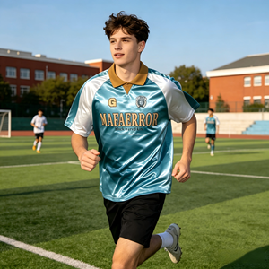 Camiseta de Fútbol de Tela Brillante Premium ODM, Uniforme Deportivo Personalizado con Nombre y Número, Ropa Deportiva Informal al por Mayor - Product Image 5