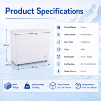 Congélateur coffre horizontal commercial BD-200, 200L, chargement par le haut, porte simple, congélateur coffre profond pour la maison, les restaurants, les cuisines, les magasins