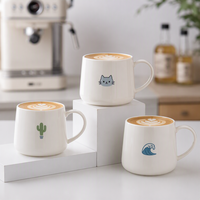 Mug à café en céramique brillante esthétique de 320 ml avec logo personnalisé OEM, vente en gros, tasse à latte en porcelaine mignonne et kawaii pour café, cadeau