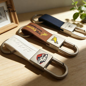 Porte-clés en cuir coloré fabriqué en Chine, porte-clés professionnel gravé en cuir PU véritable - Product Image 4