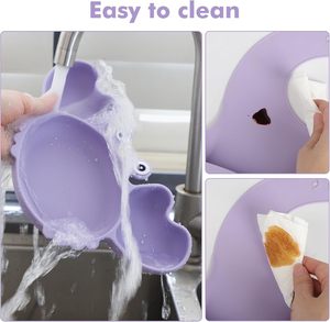 Vaisselle pour bébé en acier inoxydable 304 sans BPA, outil de repas pour enfants, bol à ventouse en silicone, assiette compartimentée avec poignée pour 1-2 ans - Product Image 5