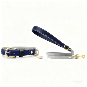 Colore impermeabile Mix Cusrom Design blu grigio vegano in pelle sottile collare e guinzaglio con Custom all'ingrosso - Product Image 1