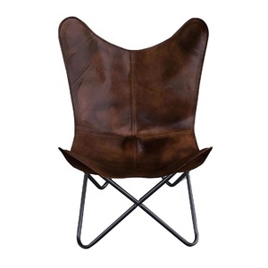 2019ร้อนขายที่ทันสมัยห้องนั่งเล่นสีน้ำตาลหนังแท้เก้าอี้ผีเสื้อ - Product Image 2