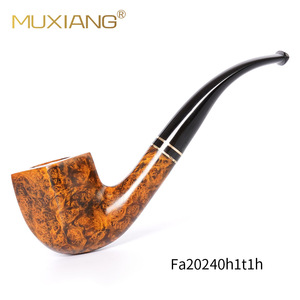 Muxiang Briarwood Pipe Straight Type Gold Contrast Double Ring Vulcanized Rubber Mouthpiece Tobacco Pipe - Product Image 5