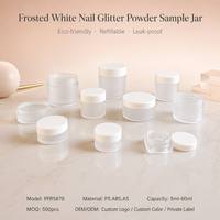 Pot vide rond en plastique PS ISMAN avec couvercle blanc givré pour paillettes à ongles, échantillons de poudre, cosmétiques, crème, vente en gros, logo personnalisé