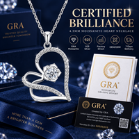 Kalung Hati Mawar Perak Sterling 925 Liontin Pita Moissanite Solitaire 4.5mm Perhiasan Wanita Berkualitas Grosir