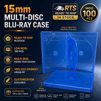 Boîte de rangement translucide en plastique PP recyclable bleu pour 3 disques Blu-ray avec plateau coulissant pour trilogies de films 4K