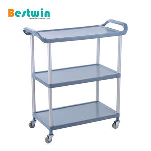 बहुक्रियाशील कॉम्पैक्ट प्लास्टिक उपयोगिता खाद्य सेवा कार्ट रेस्तरां कैंटीन रसोई रोलिंग परिवहन ट्रॉली - Product Image 4