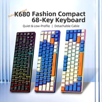Nouveau mini clavier à membrane filaire 68 touches RGB Type-C fin multi-touches résistant aux éclaboussures pour le jeu, le bureau et l'ordinateur portable