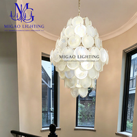 Lustre en verre artistique irisé blanc perle de style médiéval français, suspension de luxe pour villa, salon, salle à manger, plafond haut