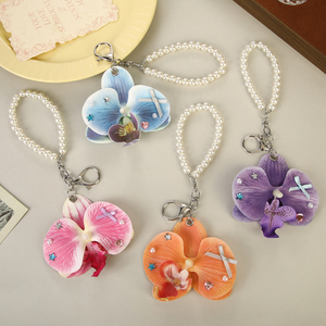 <span class=keywords><strong>Kawaii</strong></span> faux तितली orchid फूलों की कीरिंग महिला कार की चाबी गहने लक्जरी डिजाइनर आकर्षक पेंट्स - Product Image 1